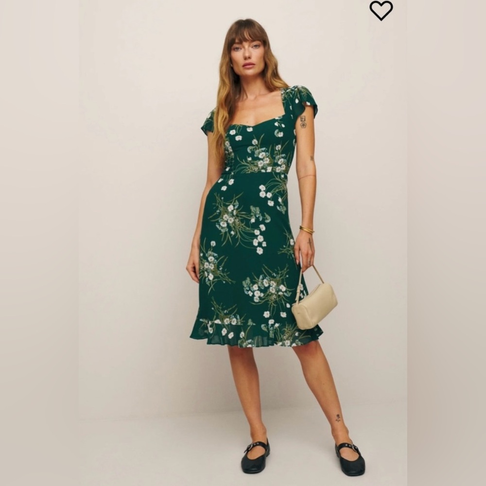 Reformation Rosi Dress in Green Floral *WORN ONCE*
